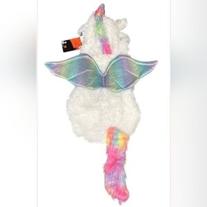 Pet Apparel Rainbow Horn Unicorn Dog Plush Fuzzy White Costume Hooded MEDIUM NWT
